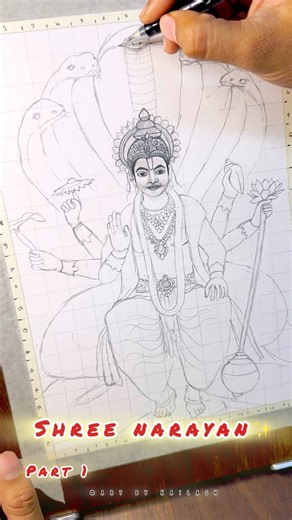 VASUDEV KRISHNA with Sheshnaag 🐍 | Charcoal + Graphite Art | Hand Made Hyper Realistic Drawing