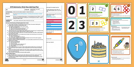 EYFS Maths: Happy Birthday, Toys! Number Matching Whole Class Activity Adult Input Plan and Resource Pack