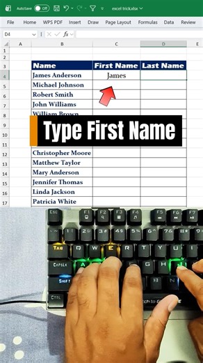 Flash Fill in Excel with ONE Shortcut? 🤯⚡#office #excel #spreadsheet