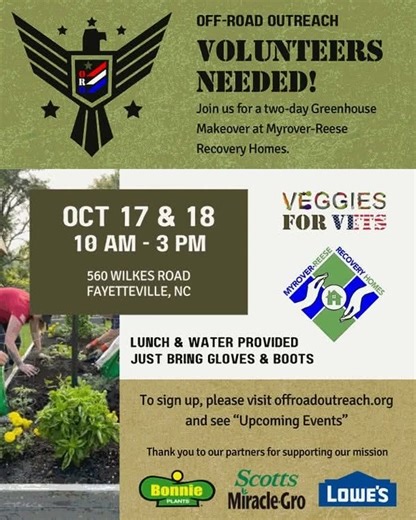 3 comments | ℹ️This is where you can find me today, just out where the Wild things are. If you want more information, look below for details.  #VeggiesForVets #OffroadOutreach #FayettevilleNC #CumberlandCountyNC #MyRoverWeekend | Royal Soleil | Facebook