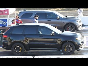 The battle of SUV's - Hellcat Durango vs Jeep SRT and vs Durango SRT - drag racing #durango #jeep
