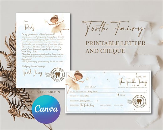 Editable Tooth Fairy Letter Printable Tooth Fairy Note First Tooth Certificate Tooth Fairy Receipt Lost Tooth Keepsake Instant Tooth Letter - Etsy