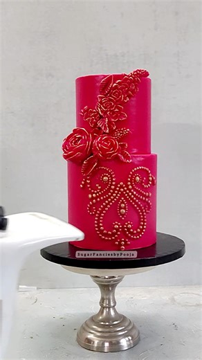 45K views · 594 reactions | Birthday Cake Tutorial. A quick video tutorial on how to make a 2 tier birthday cake in hot pink colour with some minimalist design using amazing silicon moulds and luster dust. #cakedecorating #cake #cakestyle #cakedesign #cakesofinstagram #pinkcake | Sugar Fancies by Pooja | Facebook