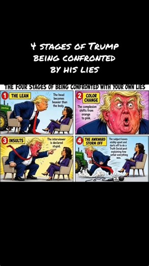 4 stages of Trump being confronted by his lies #fdt #maga #trump #fafo #politics #america #liberal
