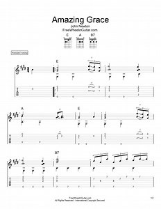 Amazing Grace - Tab & Sheet Music - FreewheelinGuitar.com