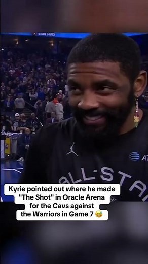 Kyrie pointed out where he made 'The Shot' for the Cavs in Game 7 at Oracle. 😅
