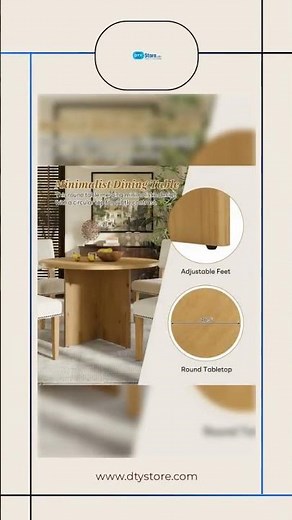 Modern 5-Piece Round Dining Table Set with Pedestal and Upholstered Chairs in Natural Finish