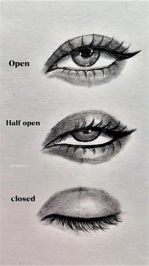 open Vs half open Vs closed 👁️ eyes drawing #drawing #tutorial #art #eyes #shorts