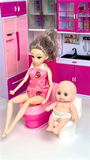 ASMR Unboxing Doll Set Toys with Toy Toilet#asmr #shorts#toys