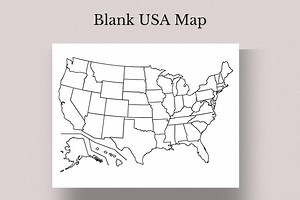 Blank USA Map Printable, Educational Black & White (digital Download) - Etsy