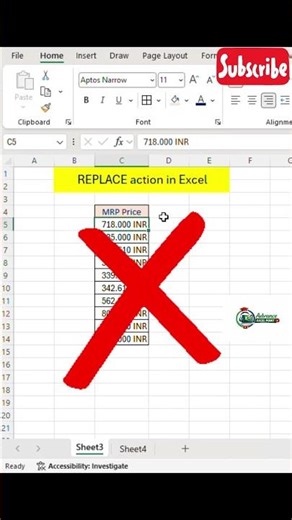 Excel replace shortcut, Ctrl H in Excel, find and replace Excel, 1 minute tutorial