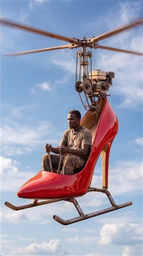 “Man turns high heel into a helicopter. #shorts #viral #trend #fyp #africa #uk #america