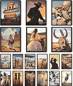 97 Decor Western Room Decor for Bedroom - Western Wall Decor, Southwestern Wall Art Prints, Southwestern Pictures Wall Decor, Antique Cowboy Decorations for Home, Vintage Cowgirl Poster (UNFRAMED)