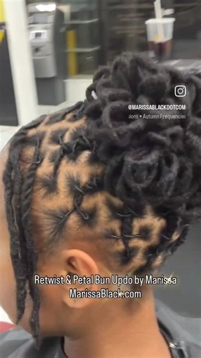 Women's Locs Petal Bun Updo by Marissa #naturalhaircarespecialist #locstyles #locretwist