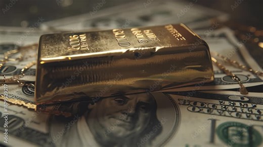 Gold Bar on US Currency - A Symbol of Wealth and Investment.