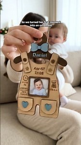 Personalized "Baby Birth Stats Outfit Photo" Wooden Ornament - Custom Gift for Baby, Newborn