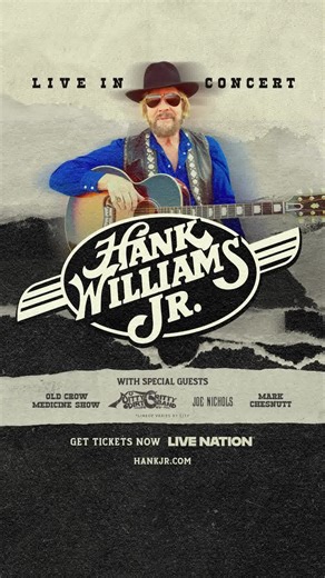 IT’S TIME, Y’ALL. Tickets on sale now! Join Hank Williams Jr. on the road with Nitty Gritty Dirt Band, Old Crow Medicine Show, Joe Nichols, and Mark Chesnutt!* See you there!  *support varies by city | Live Nation Concerts | Facebook