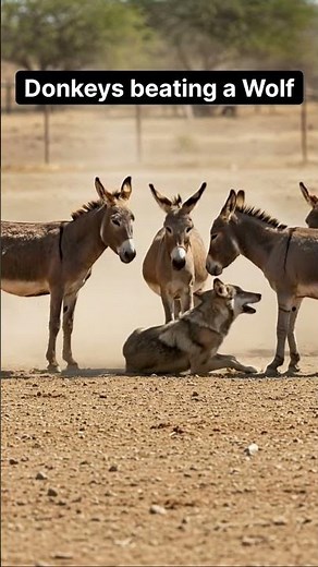Wolf being beaten up by Donkeys #animals #wildlife #donkeys #fight #wolf