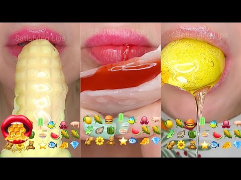 Emoji Food Challenge Satisfying ASMR Mouth Sounds Mukbang