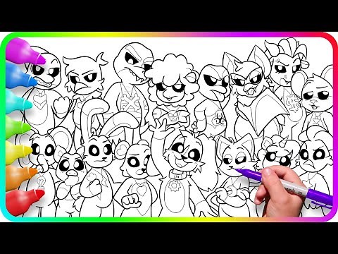 Coloring Pages NIGHTMARE CRITTERS vs SMILING CRITTERS. Satisfying Coloring Poppy Playtime characters