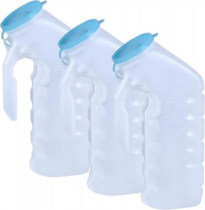 Vakly Male Urinal with Glow in The Dark Cover - 32 oz Plastic Urine Bottles - 3 Pack