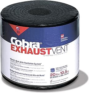 GAF Materials 2005 Cobra Ridge Vent, 20' x 10.5", Black