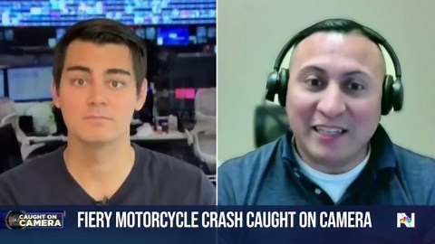 Fiery motorcycle crash caught on camera