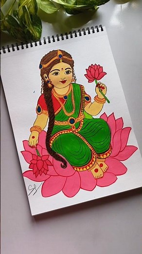 How to Draw and Color Laxmi Maa | Easy Laxmi Devi Drawing for Beginners | #viral #shorts #laxmi #art
