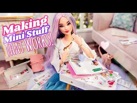 Making Cute Mini Stuff That Actually Works: Mini Journal, Tape, Stickers | Barbie Crafts