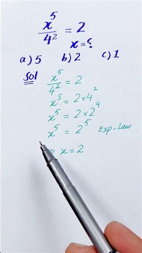 Solve x⁵ / 4² = 2 | Exponents Made Easy | Math Point