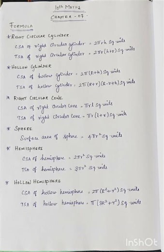 10 th Maths Chapter 7 formula #maths #10thmaths #formula