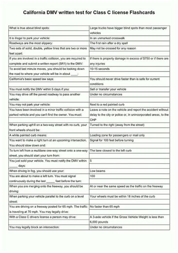 California DMV written test for Class C license Fl video