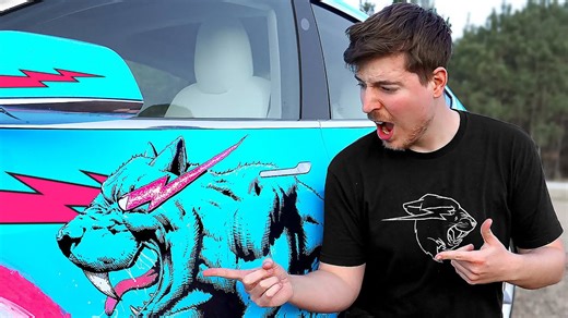 I surprised MrBeast with a custom Tesla!