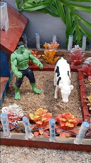 Hulk and Cow Build a Farm Together | Amazing Toy Farm Story 🚜🐄 #miniProject #cowshed #minitractor