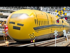#12 Shinkansen Doctor Yellow and others | Railroad Crossing Can-Can and AI [Railroad Crossing Ani...