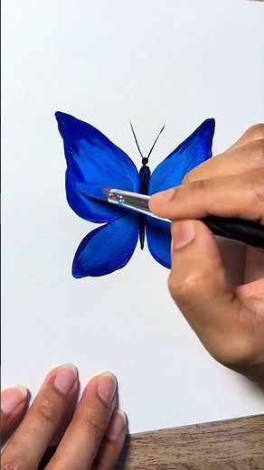 Beautiful Blue Butterfly Painting | Easy Acrylic Art Tutorial #satisfyingvideo #beginnerarttips