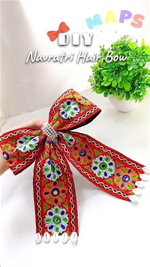 Navratri Hair Bow at Home🎀 | DIY Navratri accessories | Navratri Special #shorts #navratri #diy #art