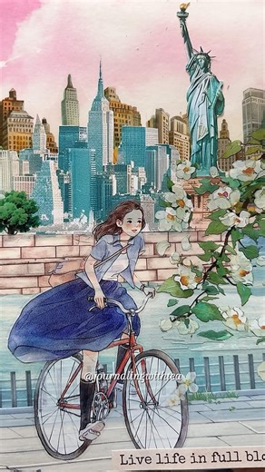 🎵Dreamy New York Scenery | ASMR Art Journal🗽#shorts