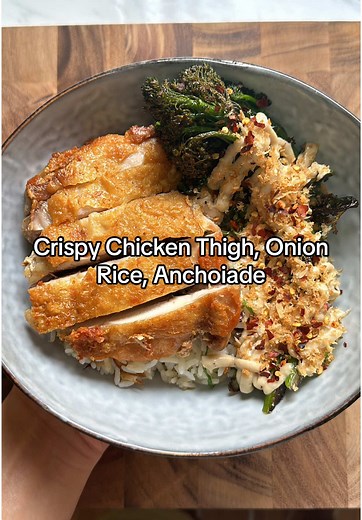 Crispy Chicken with Onion Rice and Anchoïade Recipe