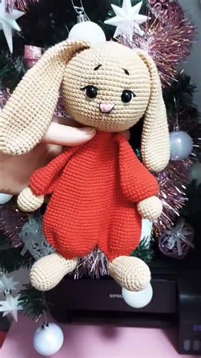 Iepuraș croșetat 🐰cu corpul ne umplut. Tutorial disponibil #cute #bunny #crochet