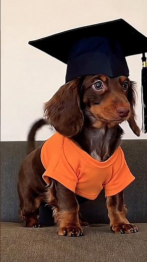 Dog 🐕 wear a funny oversized graduation cap 🧢 #ai #dog #shorts #shortfeed