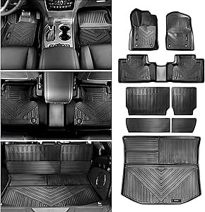 Vanseno Floor Mats Compatible for 2016-2021 Jeep Grand Cherokee /2022 2023 Jeep Grand Cherkee WK Trunk Mat Cargo Liner Backrest Mat Full Set Mat for Jeep Grand Cherokee Accessories