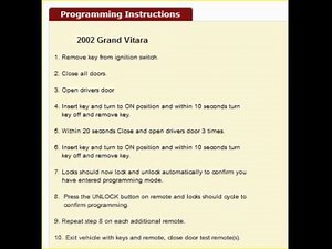 How to Program the Key of the Suzuki Grand Vitara?