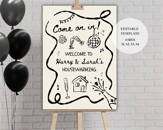 Housewarming Party Welcome Sign | Housewarming Party Decor | Editable Canva Template in 4 Sizes (digital Download) - Etsy