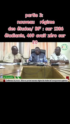 Nouveau régime des études au BF : 469/1386 avec zéro