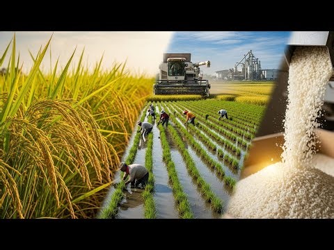 Rice Farming Process From Paddy Fields to Polished Grain Modern Harvesting and Milling