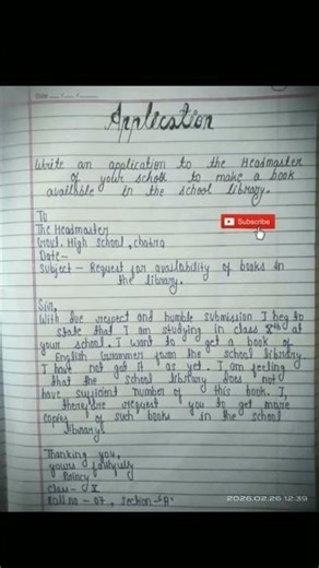 Write a Application to the headmaster of your school to make a book available in the school library.