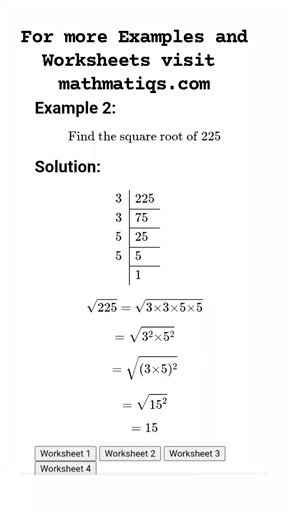 Square Root using Prime Factorization 2 #mathmatiqs.com #shorts #maths