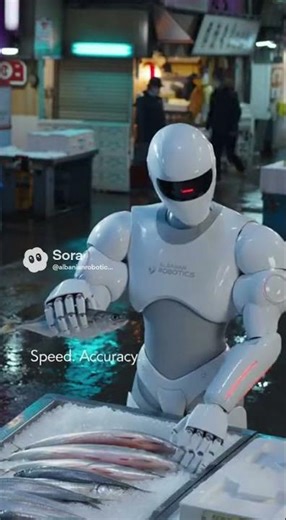 Humanoid Robot Sorting Fish at Tokyo Market — Ultra Realistic | by Albanian Robotics