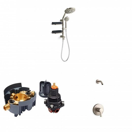KOHLER HydroRail 3-Spray Shower Column Kit with Hand Shower, Rite-Temp Valve Body, and Elate Wall Mount Shower Trim Kit - The Home Depot